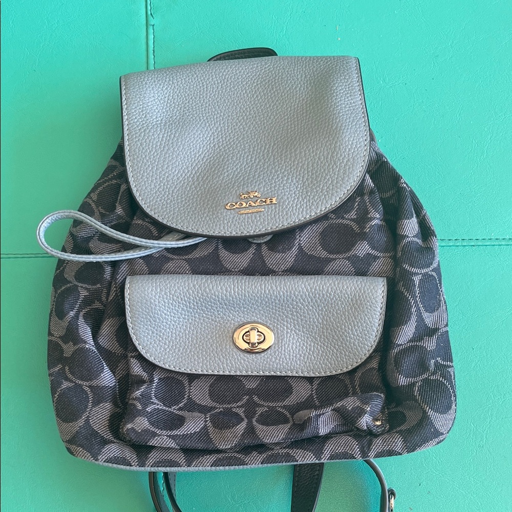 Coach Signature Canvas Backpack in Black and Gray